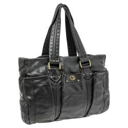 Pre Owned حقيبة مارك باي مارك جاكوبس توتالي ديابر جلد أسود قفل دوار