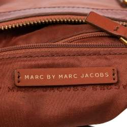 Pre Owned Marc by Marc Jacobs Orange/Burgundy Leather Zipped Satchel