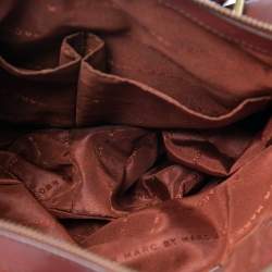 Pre Owned Marc by Marc Jacobs Orange/Burgundy Leather Zipped Satchel