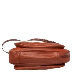 Pre Owned Marc by Marc Jacobs Orange/Burgundy Leather Zipped Satchel