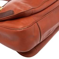 Pre Owned Marc by Marc Jacobs Orange/Burgundy Leather Zipped Satchel