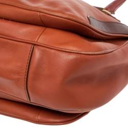 Pre Owned Marc by Marc Jacobs Orange/Burgundy Leather Zipped Satchel