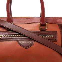 Pre Owned Marc by Marc Jacobs Orange/Burgundy Leather Zipped Satchel