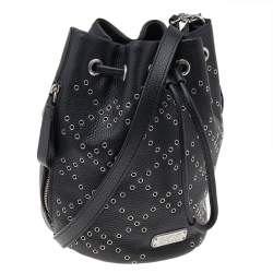 Pre Owned Marc by Marc Jacobs Black Leather Studded Bucket Shoulder Bag