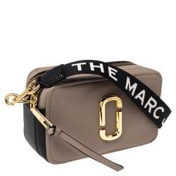 Pre Owned حقيبة كروس مارك جاكوبس سناب شوت جلد بيج-أسود