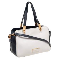 Pre Owned حقيبة ساتشل مارك باي مارك جاكوبس ليغيرو جلد كريمي/أسود