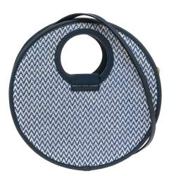 Pre Owned Marc by Marc Jacobs Blue/White Woven Raffia Isle De Sea Crossbody Bag