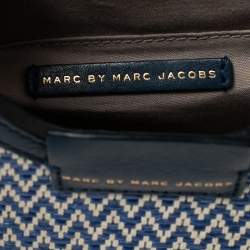 Pre Owned Marc by Marc Jacobs Blue/White Woven Raffia Isle De Sea Crossbody Bag