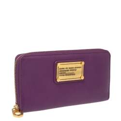 Marc by Marc Jacobs Purple Leather Zip Around Continental Wallet