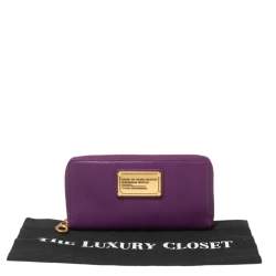 Marc by Marc Jacobs Purple Leather Zip Around Continental Wallet