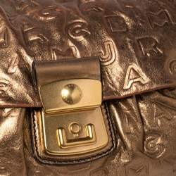 Pre Owned حقيبة كلتش مارك جاكوبس ليندا شعار دريمي جلد منقوش برونزي