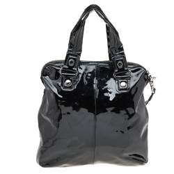 Pre Owned حقيبة ساتشل مارك باي مارك جاكوبس جلد أسود لامع بقفل 