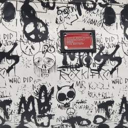 Pre Owned Marc by Marc Jacobs White/Black Coated Canvas Large Graffiti Tote