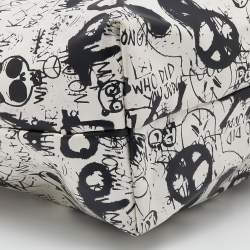 Pre Owned Marc by Marc Jacobs White/Black Coated Canvas Large Graffiti Tote