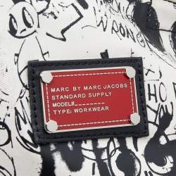 Pre Owned Marc by Marc Jacobs White/Black Coated Canvas Large Graffiti Tote