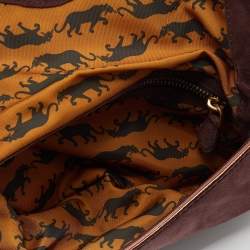 Marc by Marc Jacobs Maroon/Gold Suede and Leather Flap Clutch