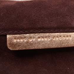 Marc by Marc Jacobs Maroon/Gold Suede and Leather Flap Clutch