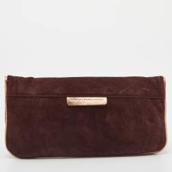 Marc by Marc Jacobs Maroon/Gold Suede and Leather Flap Clutch