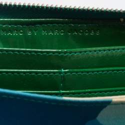 Marc by Marc Jacobs Green Croc Embossed Patent Leather Zip Around Wallet