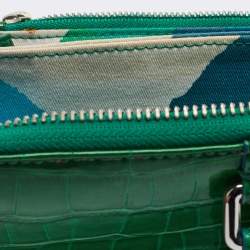Marc by Marc Jacobs Green Croc Embossed Patent Leather Zip Around Wallet