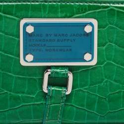 Marc by Marc Jacobs Green Croc Embossed Patent Leather Zip Around Wallet