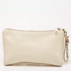 Marc by Marc Jacobs Beige Leather Zip Clutch