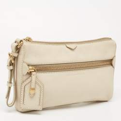 Marc by Marc Jacobs Beige Leather Zip Clutch
