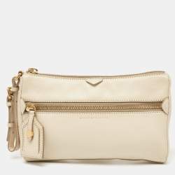 Marc by Marc Jacobs Beige Leather Zip Clutch