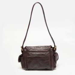 Pre Owned Marc by Marc Jacobs Burgundy Leather Side Pocket Flap Shoulder Bag