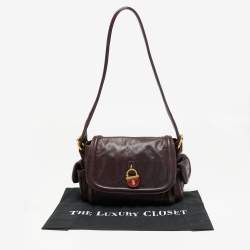 Pre Owned Marc by Marc Jacobs Burgundy Leather Side Pocket Flap Shoulder Bag