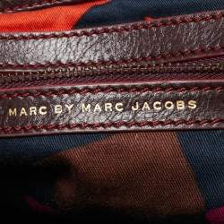 Pre Owned Marc by Marc Jacobs Burgundy Leather Side Pocket Flap Shoulder Bag