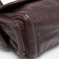 Pre Owned Marc by Marc Jacobs Burgundy Leather Side Pocket Flap Shoulder Bag