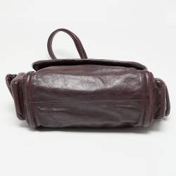 Pre Owned Marc by Marc Jacobs Burgundy Leather Side Pocket Flap Shoulder Bag