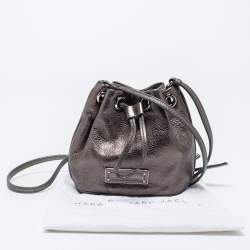 Pre Owned Marc By Marc Jacobs Brown Metallic Leather Mini Drawstring Bucket Bag