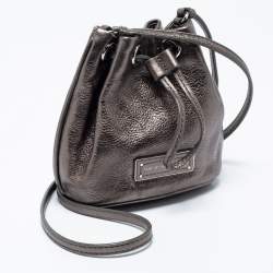 Pre Owned Marc By Marc Jacobs Brown Metallic Leather Mini Drawstring Bucket Bag