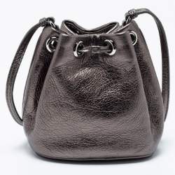 Pre Owned Marc By Marc Jacobs Brown Metallic Leather Mini Drawstring Bucket Bag