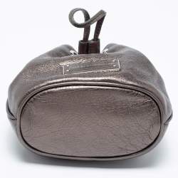 Pre Owned Marc By Marc Jacobs Brown Metallic Leather Mini Drawstring Bucket Bag