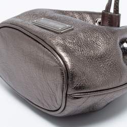 Pre Owned Marc By Marc Jacobs Brown Metallic Leather Mini Drawstring Bucket Bag