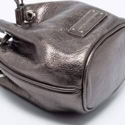 Pre Owned Marc By Marc Jacobs Brown Metallic Leather Mini Drawstring Bucket Bag