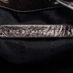 Pre Owned Marc By Marc Jacobs Brown Metallic Leather Mini Drawstring Bucket Bag