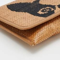 Marc by Marc Jacobs Brown/Black Straw Flap Clutch