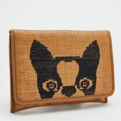Marc by Marc Jacobs Brown/Black Straw Flap Clutch