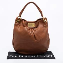 Pre Owned Marc by Marc Jacobs Smoked Almond Leather Classic Q Hillier Hobo