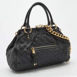 Pre Owned Marc Jacobs Black Quilted Leather Stam Satchel