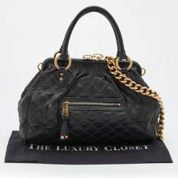 Pre Owned Marc Jacobs Black Quilted Leather Stam Satchel