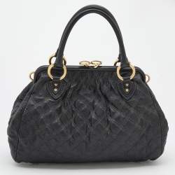 Pre Owned Marc Jacobs Black Quilted Leather Stam Satchel