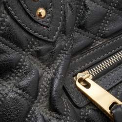 Pre Owned Marc Jacobs Black Quilted Leather Stam Satchel