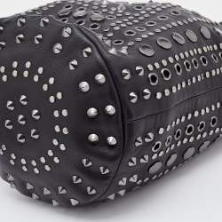 Pre Owned Marc by Marc Jacobs Black Leather Embellished Bucket Bag