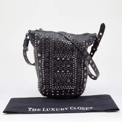 Pre Owned Marc by Marc Jacobs Black Leather Embellished Bucket Bag