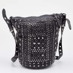 Pre Owned Marc by Marc Jacobs Black Leather Embellished Bucket Bag